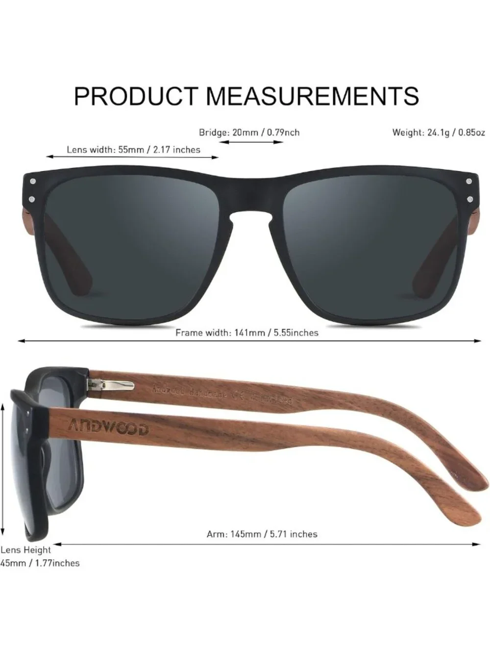 Stylish Polarized UV Protection Sunglasses | Wooden Frame Beach & Outdoor Shades